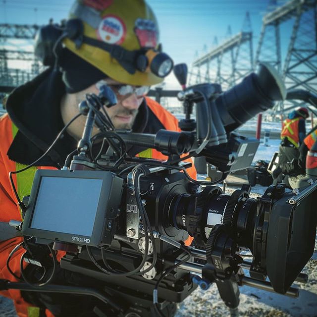 Justin double checking the shot, on location for a shoot with Manitoba Hydro. @sonyprousa @smallhd #bts #centricproductions #manitobahydro #sonyfs7