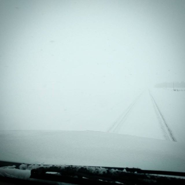 298 km of driving, a blizzard, a vehicle breakdown and a bar tender that doesn’t know how to make a martini. Just another day on the road. #poorvisibility #winterisnotover #winterdriving #whiteout #martinisfixeverything